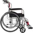 Scaun cu rotile din otel, pliabil, sezut 46 cm, max. 100kg, CML 202AJ-46 rosu