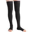 Ciorapi compresivi medicali până la coapsă Duomed AG Clasa 1, fără vârf, cu bandă silicon, negru