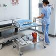 Masă medicală din inox pentru instrumentar, 2 niveluri, ușor de mutat și igienizat, TES24