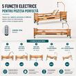 Pat electric medical spital / bolnavi, Virgo, somieră din lemn, cu 5 funcții, reglabil, cu laterale și ridicare electrică pe secțiuni, 803152