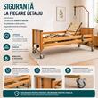 Pat electric medical spital / bolnavi, Virgo, somieră din lemn, cu 5 funcții, reglabil, cu laterale și ridicare electrică pe secțiuni, 803152