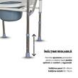 Scaun cu WC de camera, pliabil, inaltime reglabila, din otel si inox, max. 100kg, TMS 811