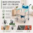 Scaun WC de cameră cu roți, din aluminiu, sezut detasabil, max. 130 kg, TMS 7005B KORIN