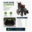 Scaun cu rotile electric, pliabil, mânere rabatabile, max. 135 kg, Roșu, TMS 099 + pompă inclusă