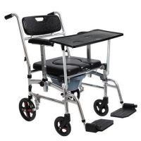 Scaun cu WC de camera cu roti si masuta, aluminiu, max. 100kg, CMB 808LH
