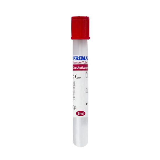 Vacutainer biochimie Prima, 6ml, 13x100mm, rosu, 100 buc