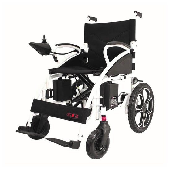 Scaun electric cu rotile din aluminiu, pliabil, manere rabatabile, max. 130 kg Alb/Negru ANTAR AT 52304