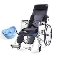 Scaun cu rotile pliabil, multipozabil, cu vas de toaleta detasabil, CML 208 GC-46  