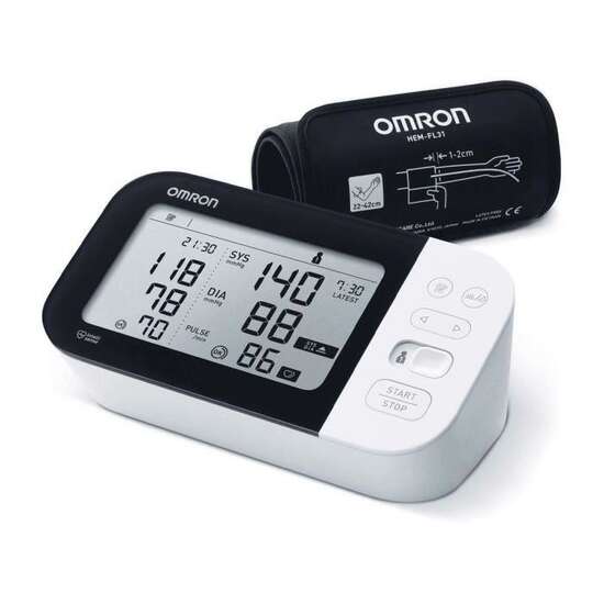 Tensiometru de brat automat Omron M7 Intelli IT, manseta preformata, Alb