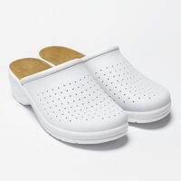 Saboti medicali GoldenFit Unisex, albi, cu aerisire si talpa antiderapanta