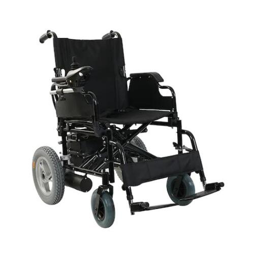 Scaun cu rotile electric, pliabil, manere rabatabile JT 100, negru