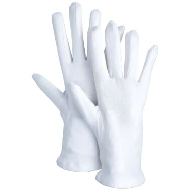 Manusi tricotate Interlock din bumbac, albe, PRIMA