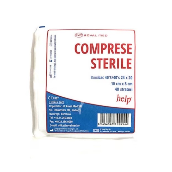 Comprese sterile pliate 10 x 8 cm, 48 straturi