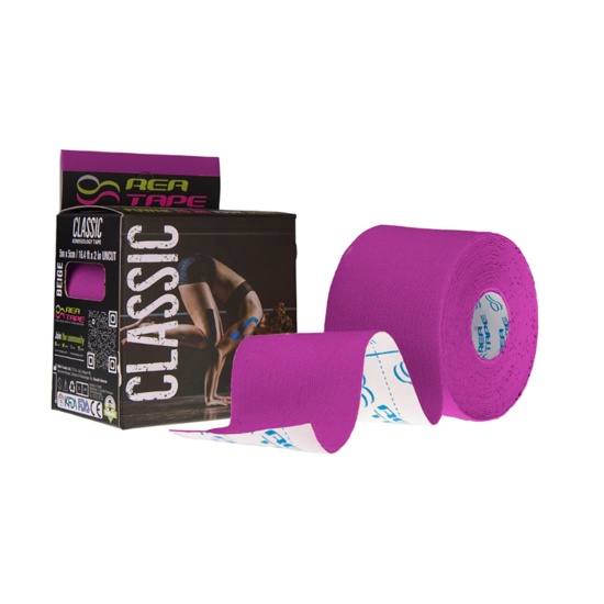 Banda kinesiologica premium REA Tape 5cm x 5m cu extra adeziv pentru sportivi