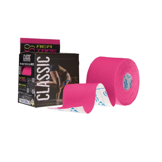Banda kinesiologica premium REA Tape 5cm x 5m cu extra adeziv pentru sportivi