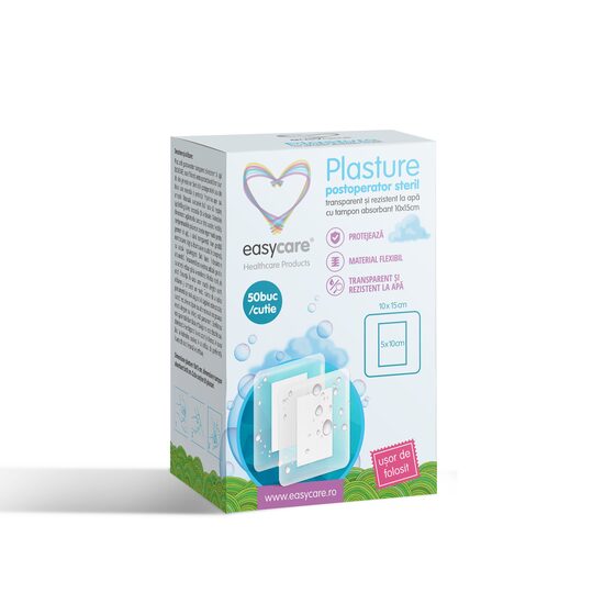 Plasture postoperator rezistent la apa si transparent EASYCARE 10x15cm 