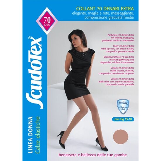 Ciorapi compresie medie Scudotex 470 , 15-18 mmHg, 70 DEN, Bej