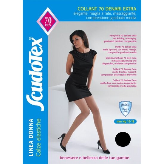 Ciorapi compresie medie Scudotex, 15-18 mmHg, 70 DEN, Negru