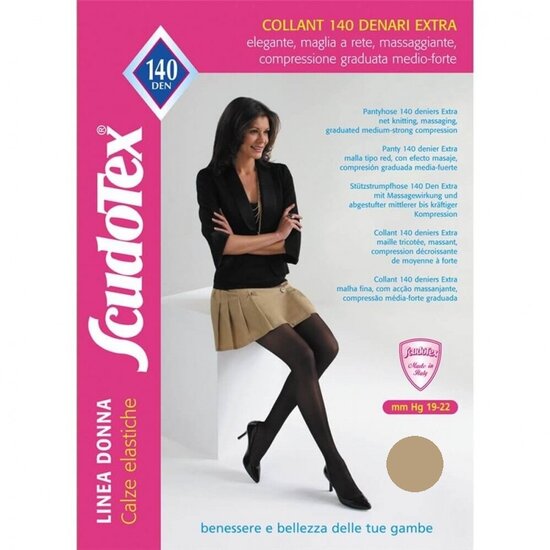 Ciorapi compresie mare Scudotex 490 , 19-22 mmHg, 140 DEN, Bej