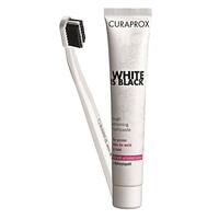 Set pasta de dinti si periuta, Curaprox White is Black, 90ml