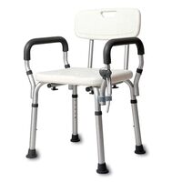 Scaun de baie/dus din aluminiu, reglabil pe inaltime, cu spatar, manere detasabile, CMX-7208L