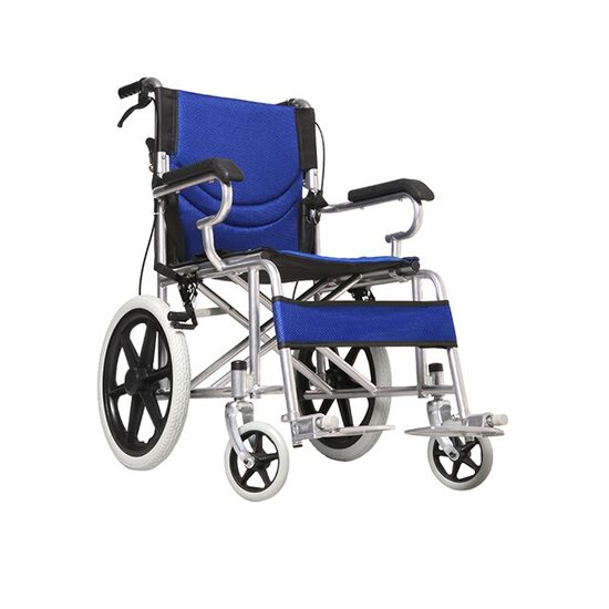 Scaun cu rotile ultrausor, pliabil, sezut 45 cm, CML 203 ABJ-16 Albastru