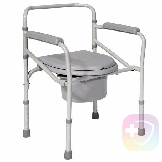 Scaun cu vas de toaleta / WC , pliabil, din otel, reglabil pe inaltime,  sustine pana la 115Kg 804455