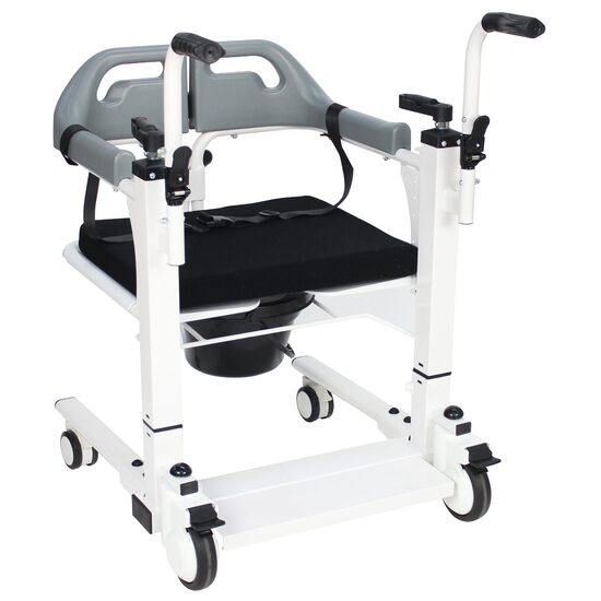 Scaun vas de toaleta / WC, cu lift, pe roti, pentru transfer, sezut detasabil, max. 100kg 811900