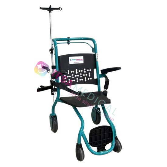 Scaun / Carucior cu rotile de transfer pacienti, suport perfuzii, max. 150 kg TM 506