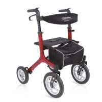 Rolator pliabil din aluminiu vopsit – rosu – 4 roti pneumatice, max 136 kg RP 562 R
