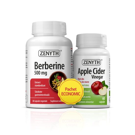 Pachet Berberina 500 mg si Otet din cidru de mere, Zenyth