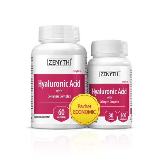 Pachet Hyaluronic Acid cu Collagen Complex, 60 + 30 capsule, Zenyth