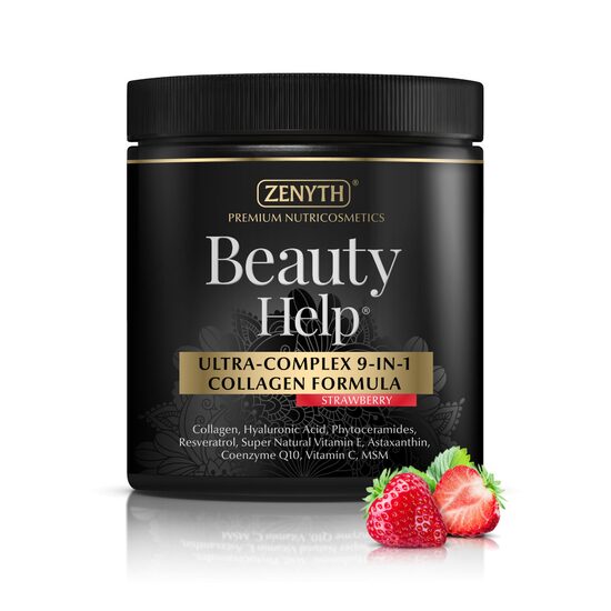 Beauty Help Ultra-Complex 9-in-1 Collagen Formula cu aroma de capsuni, 300g, VIT C 1000 mg,  Zenyth
