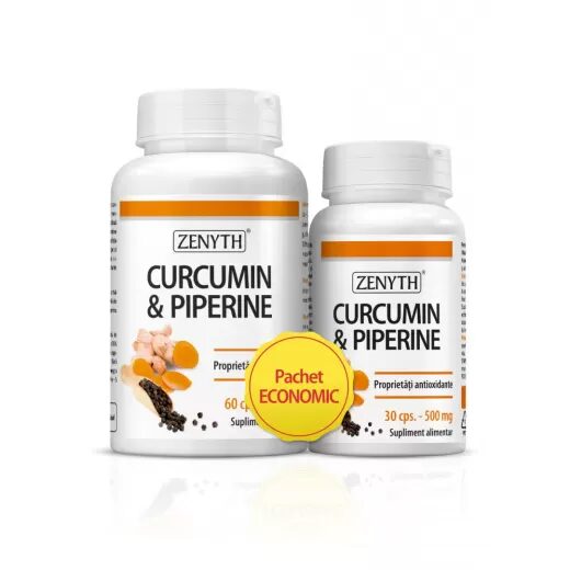 Pachet Curcumin si Piperine, 90 cps, Zenyth