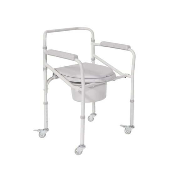 Scaun cu vas de toaleta / WC cu roti, pliabil, ajustabil pe inaltime, max 115kg, 804456