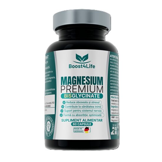Magneziu Bisglicinat Premium, 815 mg, 60 capsule vegane