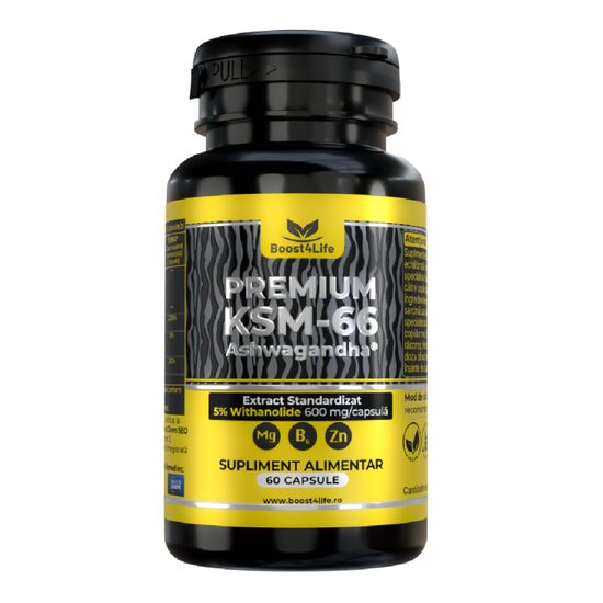 Ashwagandha KSM-66 Premium, 600 mg, 60 capsule vegane, Boost4Life