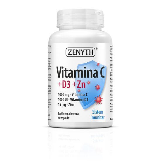 Vitamina C +D3 +Zn, 60 capsule, Zenyth