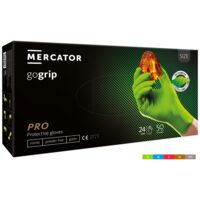 Mănuși nitril premium verzi, MERCATOR Gogrip Green, textură 3D, ultra-rezistente