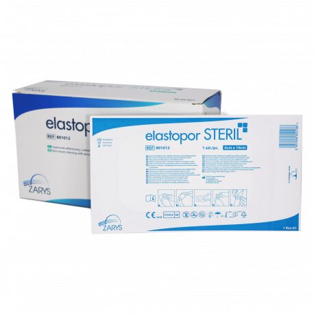 Plasturi sterili chirurgicali Elastopor 6x10 cm cu strat absorbant, 801012 – 50 bucăți