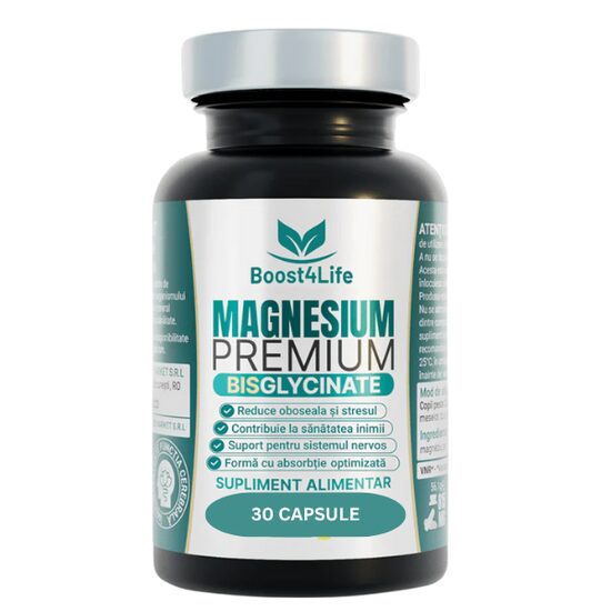 Magneziu Bisglicinat Premium, 815 mg, 30 capsule vegane