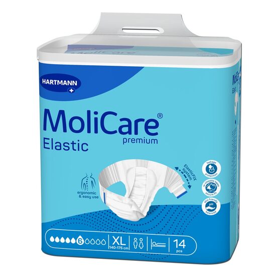 Scutece pentru incontinență MoliCare Premium Elastic, mărimea XL, 6 picături – 14 bucăți