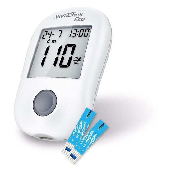 Glucometru Vivachek Eco, cu codificare automată și memorie 300 teste