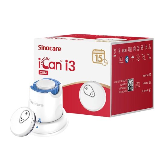 Sistem de monitorizare continuă a glucozei iCan i3 – senzor CGM cu transmisie Bluetooth, autonomie 15 zile