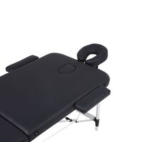 Canapea masaj pliabilă, din aluminiu, 2 secțiuni, cu accesorii, 70cm, negru, 812306