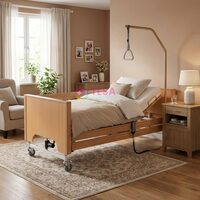 Pat electric medical spital / bolnavi, Libra II, somiera metalica, cu 3 motoare, reglabil, cu laterale și ridicare electrică pe secțiuni, 811241