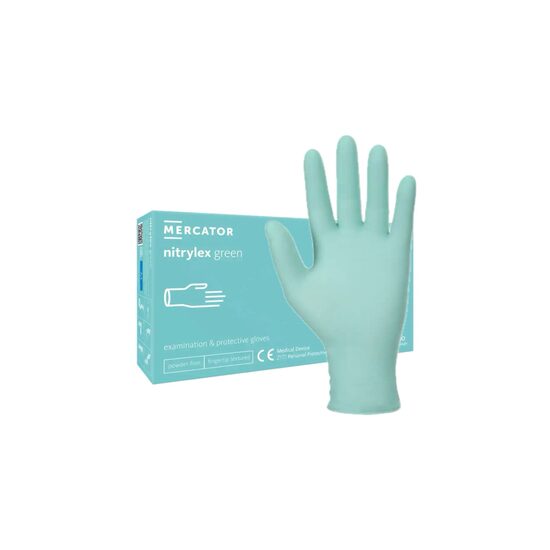 Mănuși nitril fără pudră Nitrylex, verde, 100 bucăți