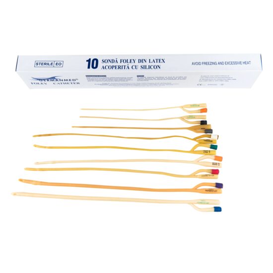 Sondă Foley cu 2 căi GermanMed CH18, sterilă, set 10 bucăți