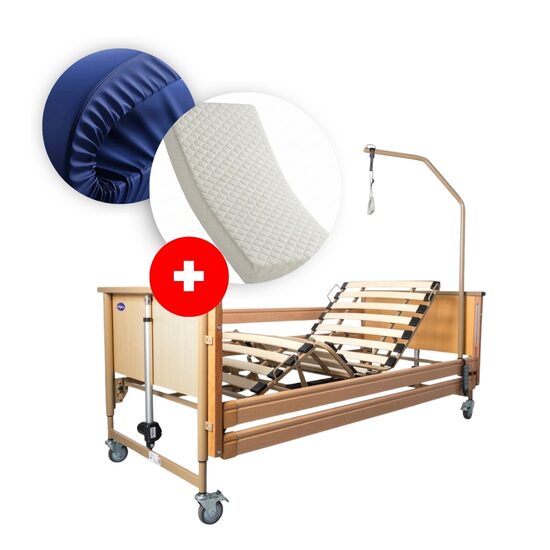 Pachet complet pentru persoane imobilizate, pat electric Virgo, saltea medicală 14cm și husă impermeabilă premium
