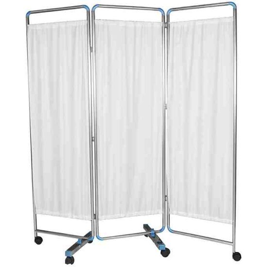 Paravan medical mobil, 3 panouri din oțel inoxidabil și textil, roți pivotante, ușor de mutat, pentru intimitatea pacienților, PMD-SCR01